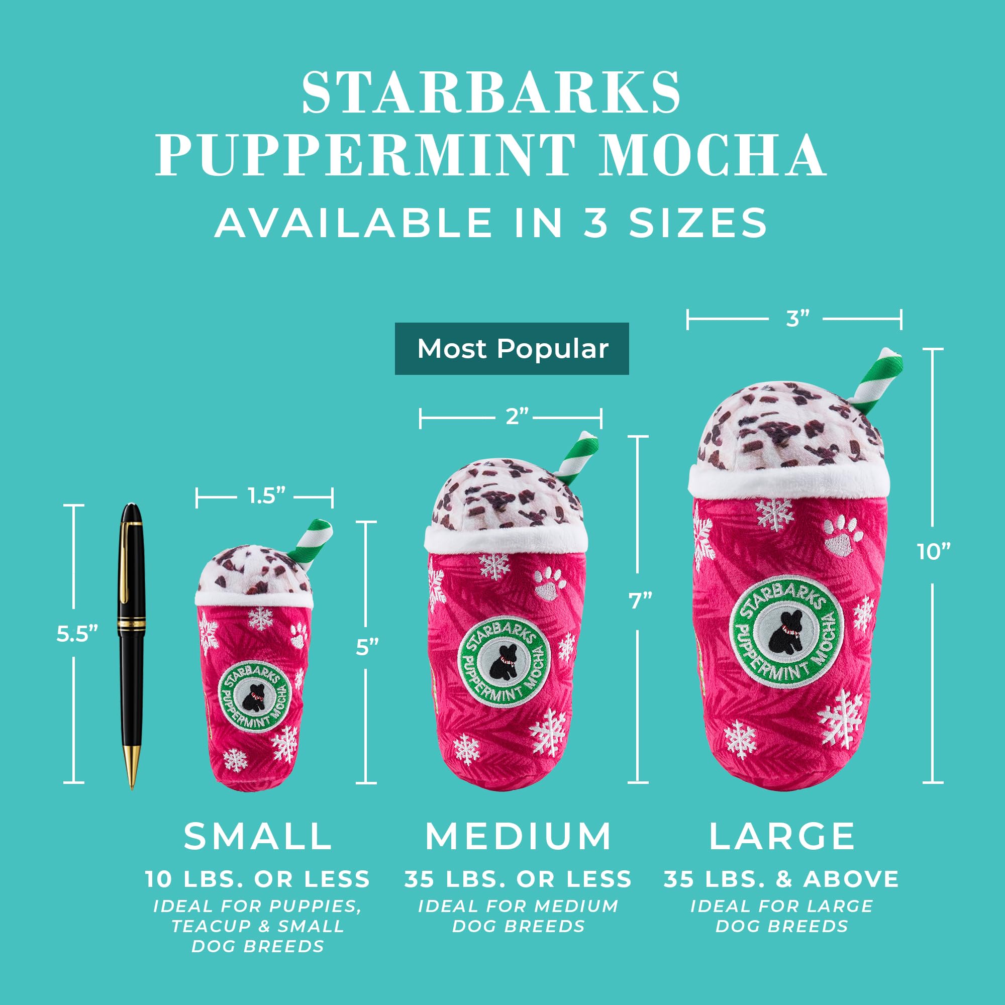 Starbarks Puppermint Mocha, tamaño pequeño ideal para razas pequeñas y medianas.