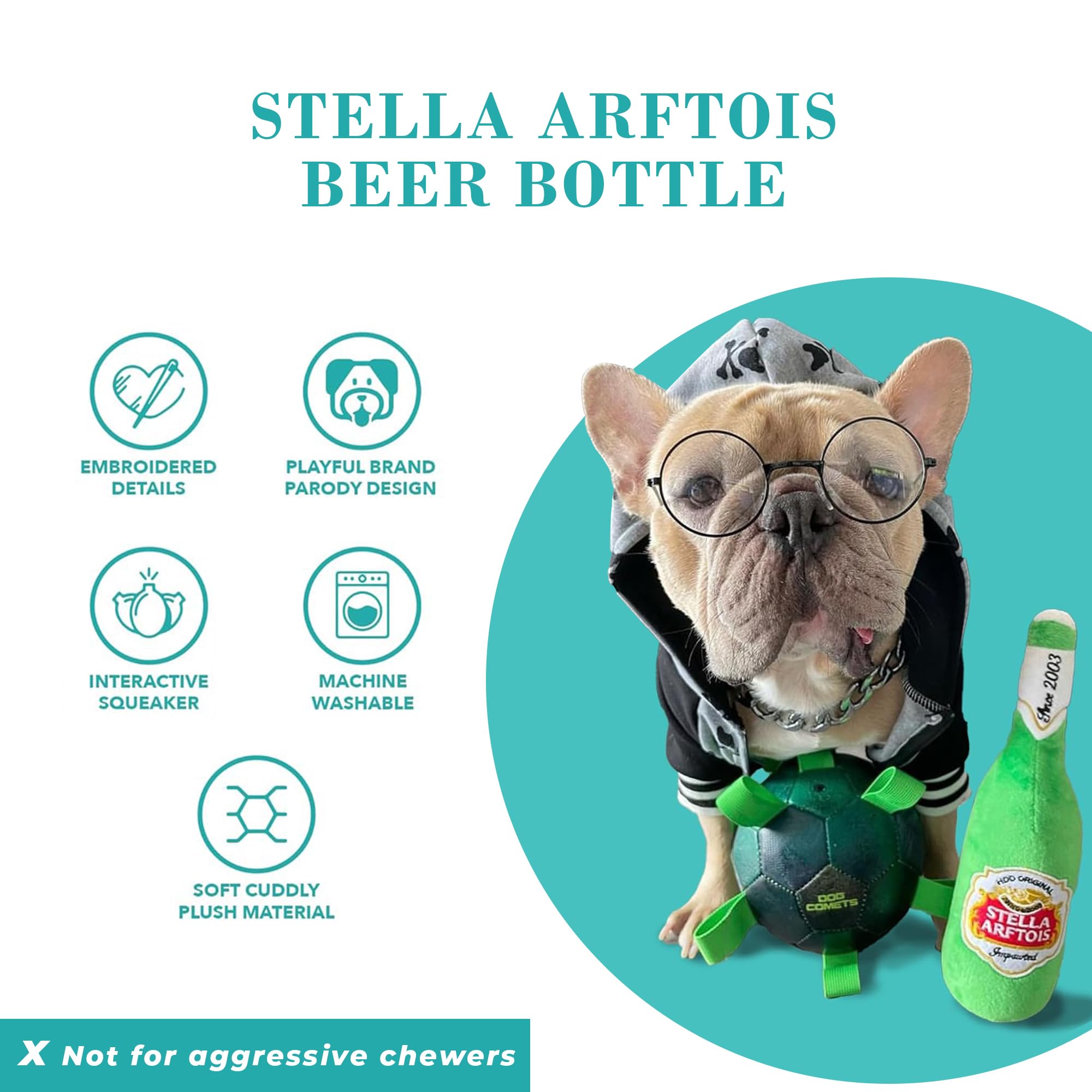 Stella Arftois peluche suave y duradero para mordidas y juego prolongado.