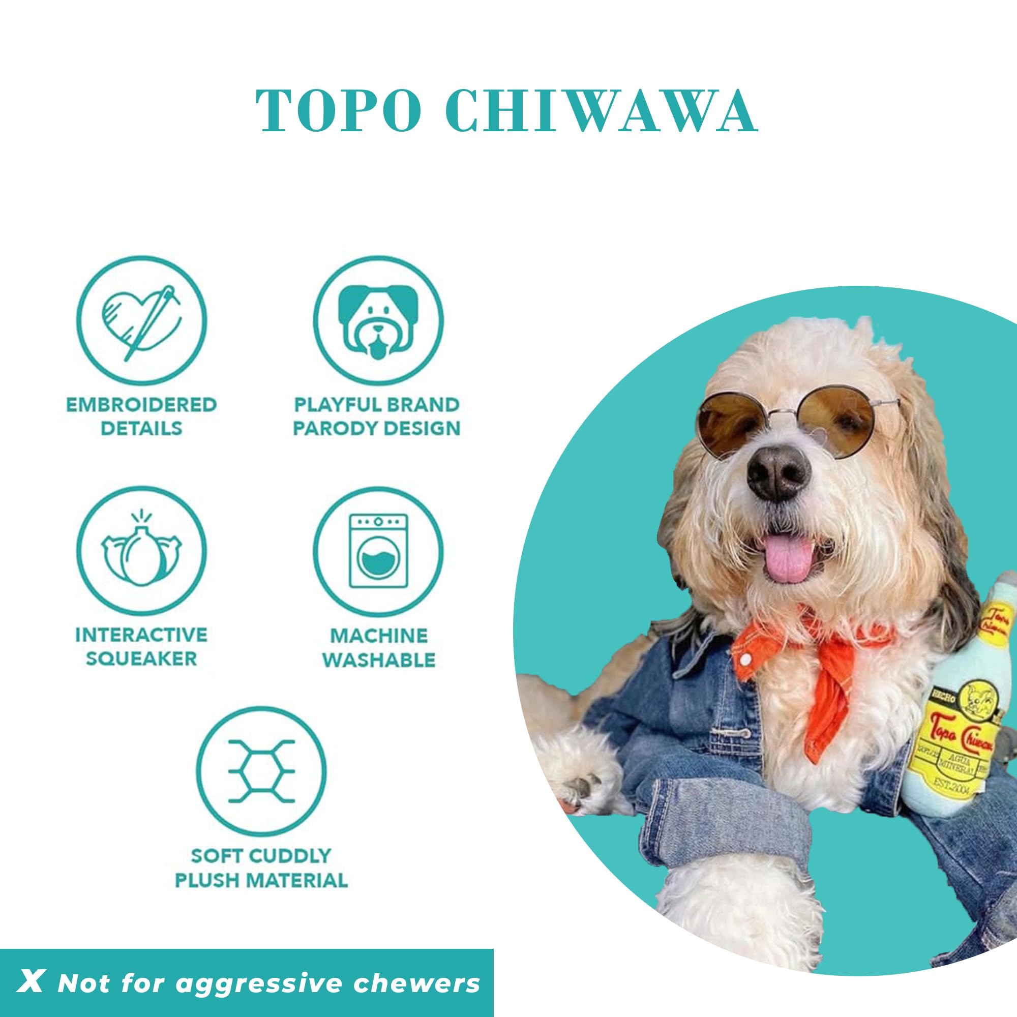 Topo Chiwawa con chirriador integrado, entretenimiento durante horas de juego.