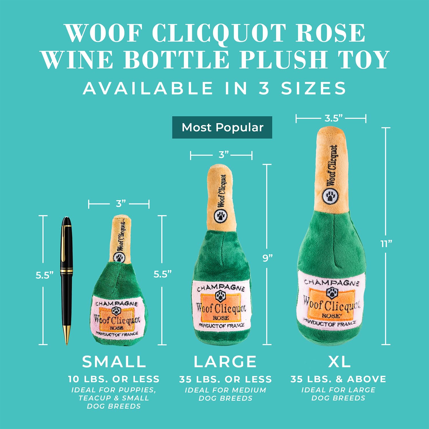 Detalle bordado Rose' All Day aporta estilo al Woof Clicquot Rosé.