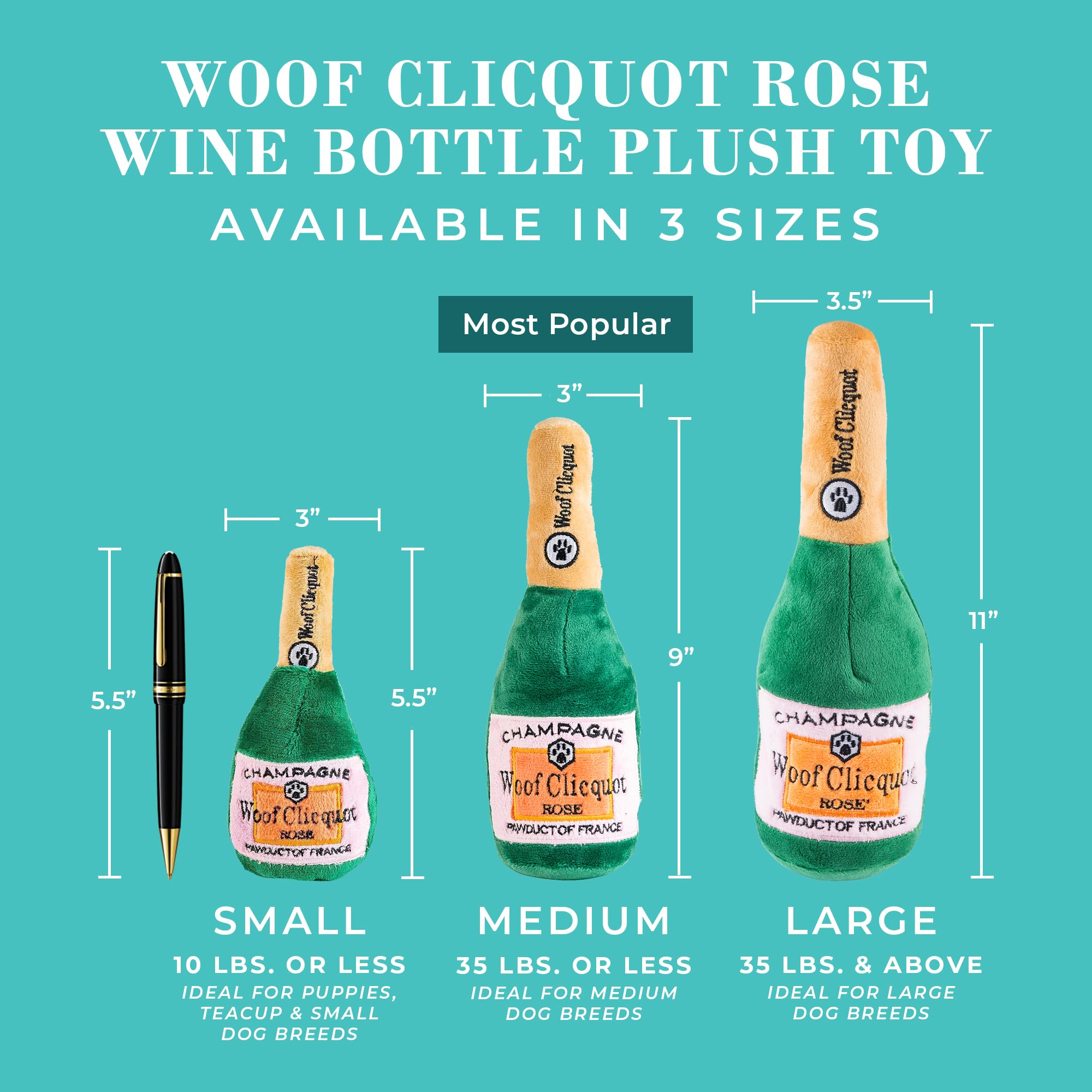 Haute Diggity Dog Woof Clicquot Rose, perfecto para juego en parques y casa