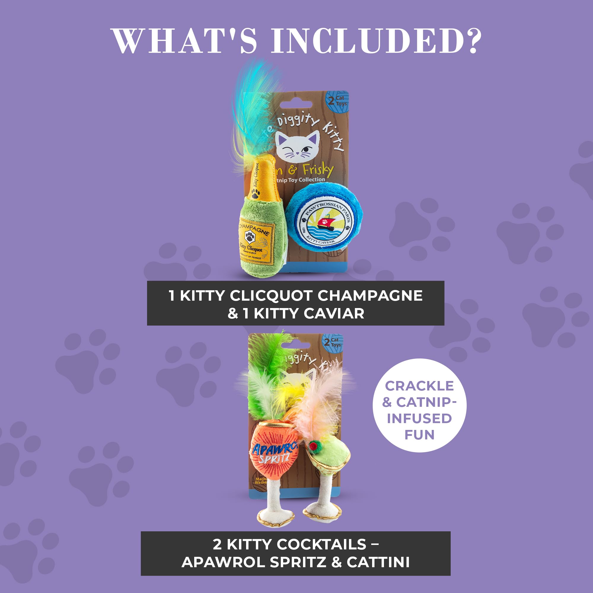 Haute Diggity Kitty Juguetes con bordados: diseño elegante para gatos