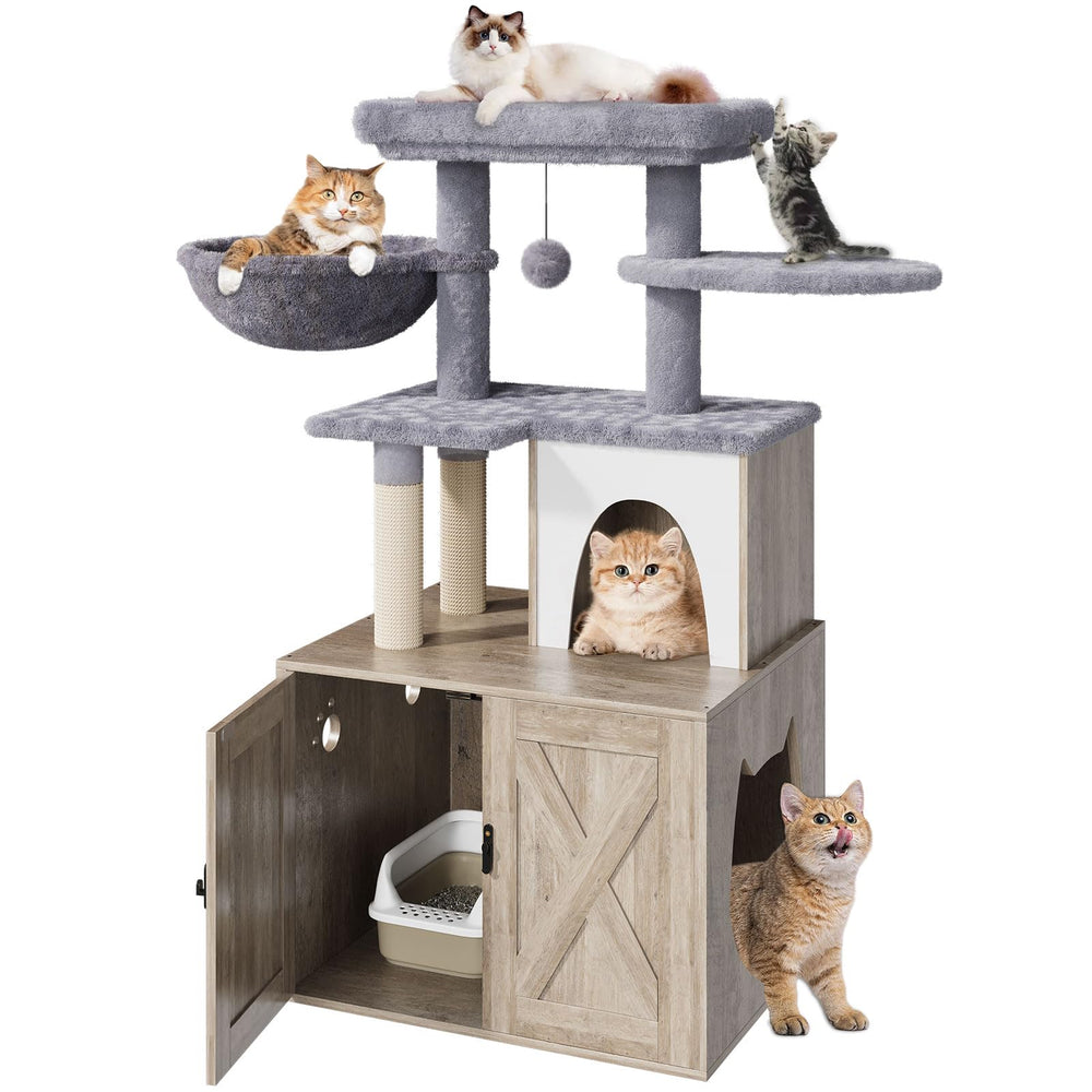 HavenlyYouth árbol para gato con caja de arena, área combinada para juego y descanso.
