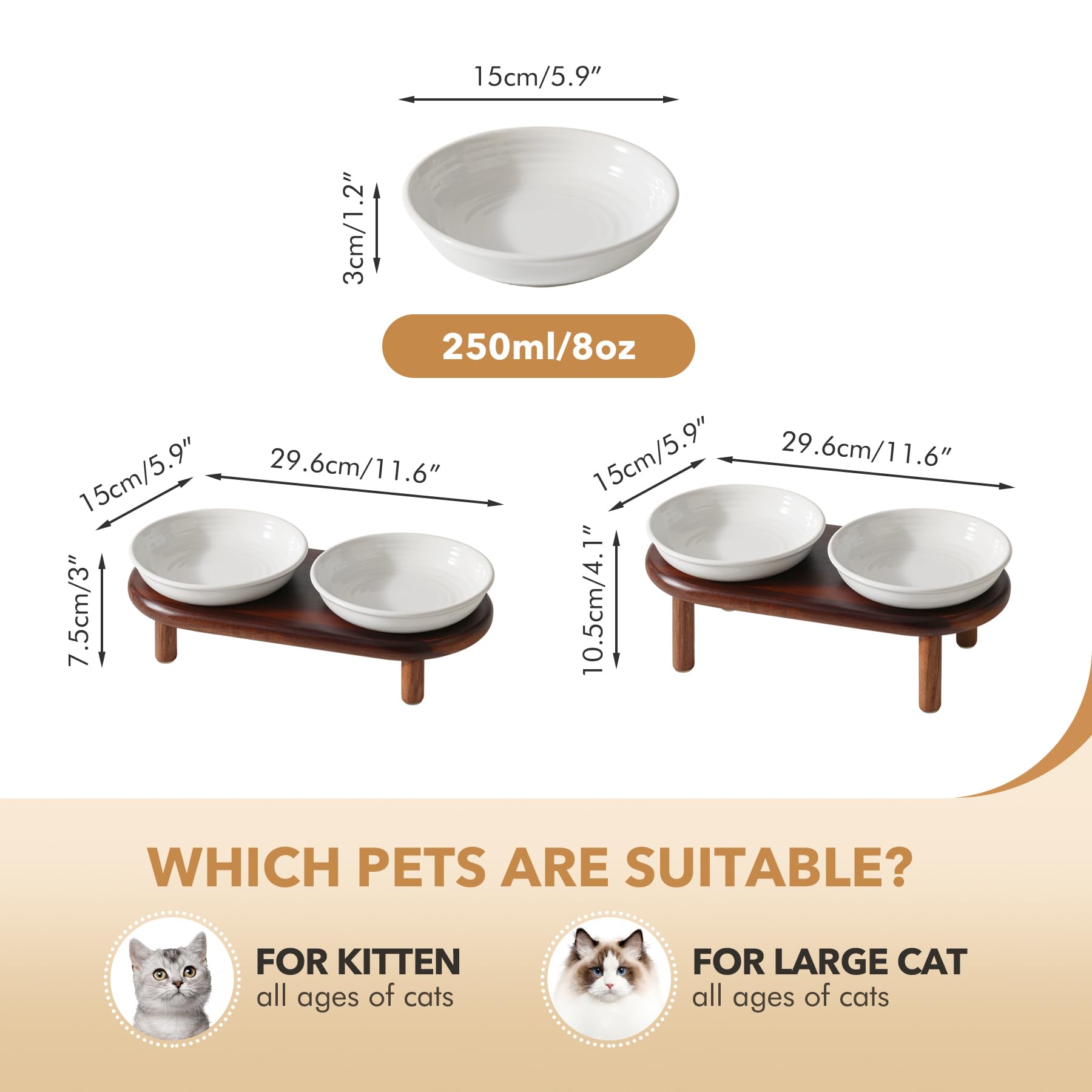 Havniva soporte de madera de acacia con dos alturas para gatos.