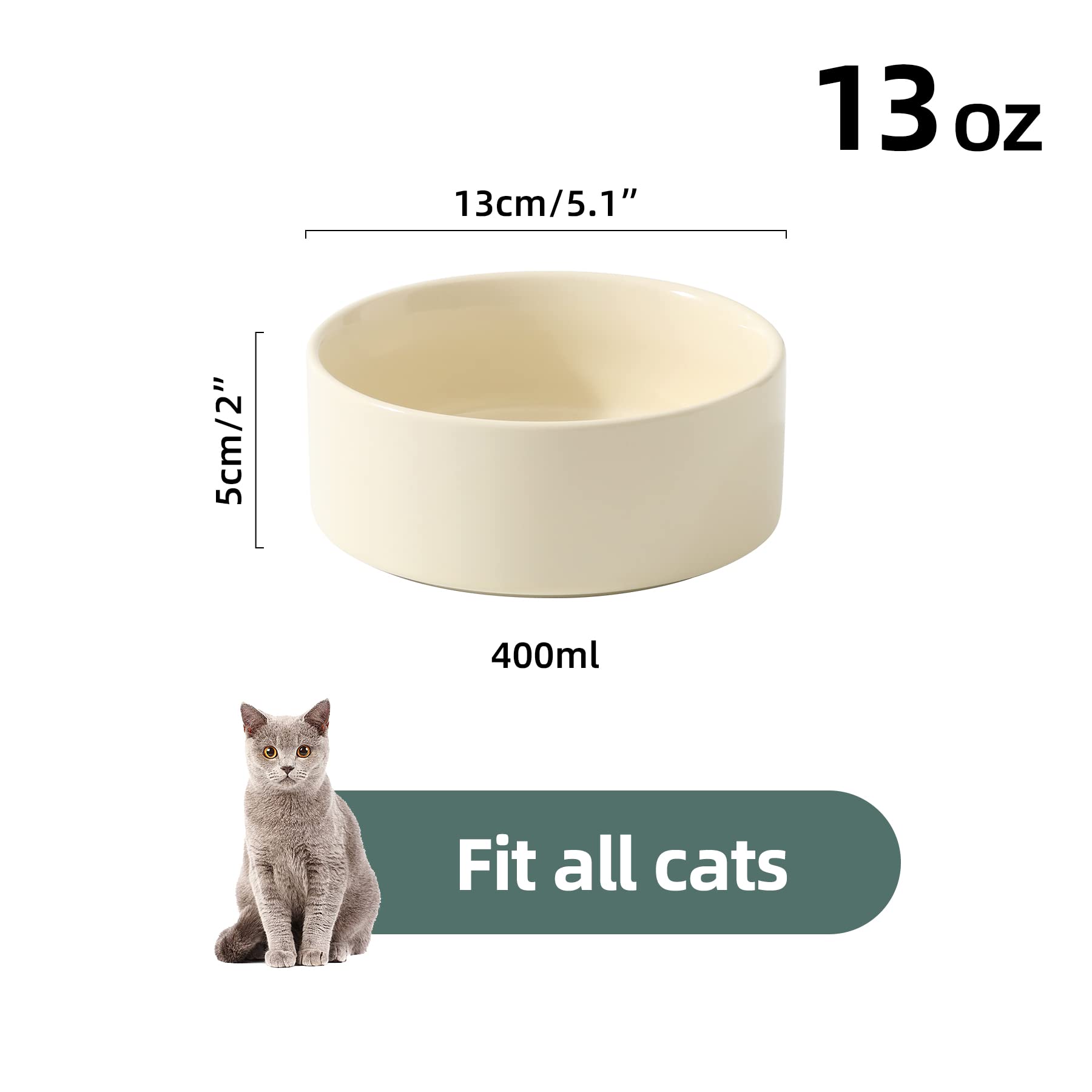 Tazones para agua y comida de gatos Havniva, cerámica antideslizante para uso diario