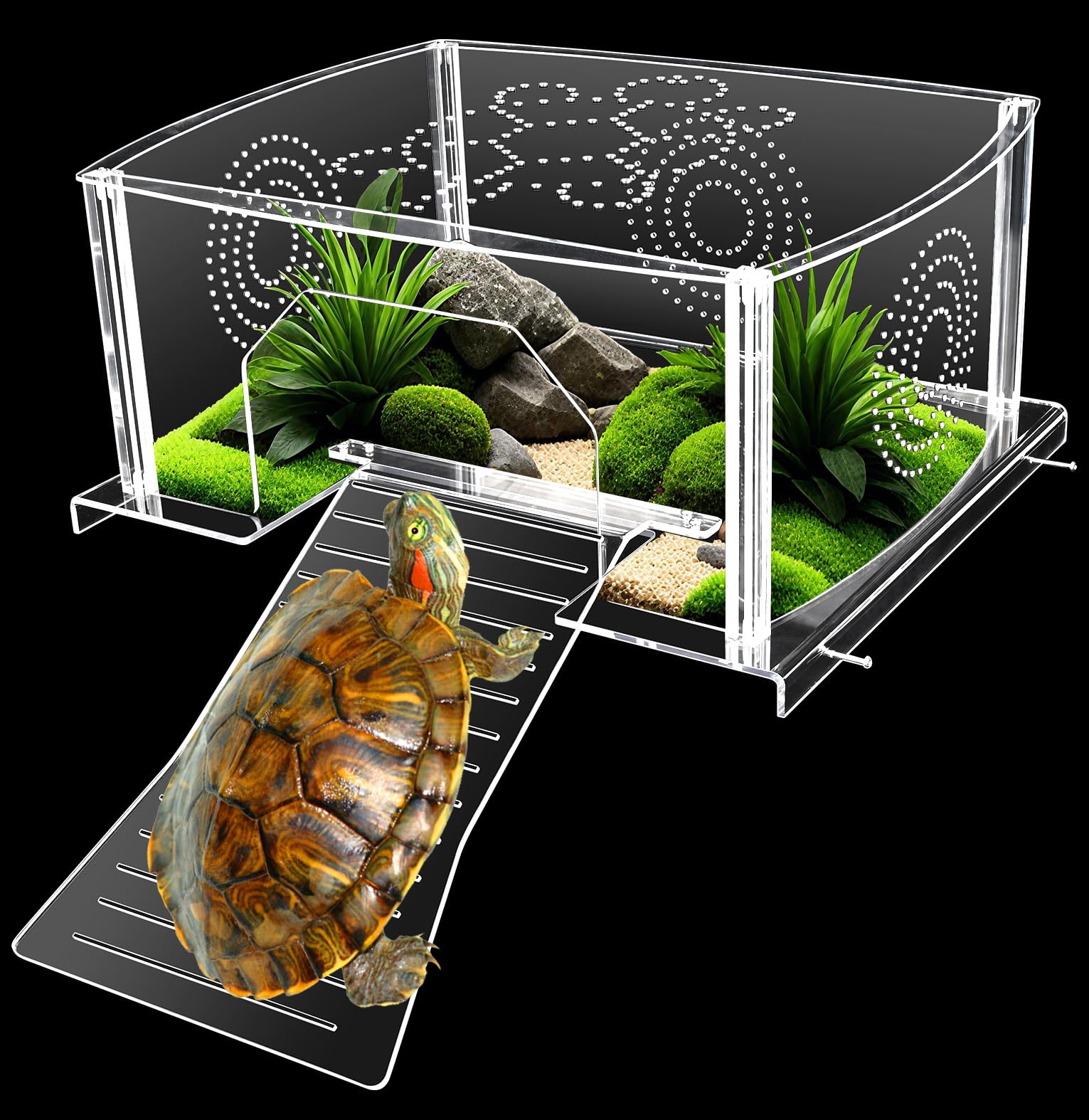 Plataforma solario Haxmdfa para tortugas XL, seca y descansa con comodidad