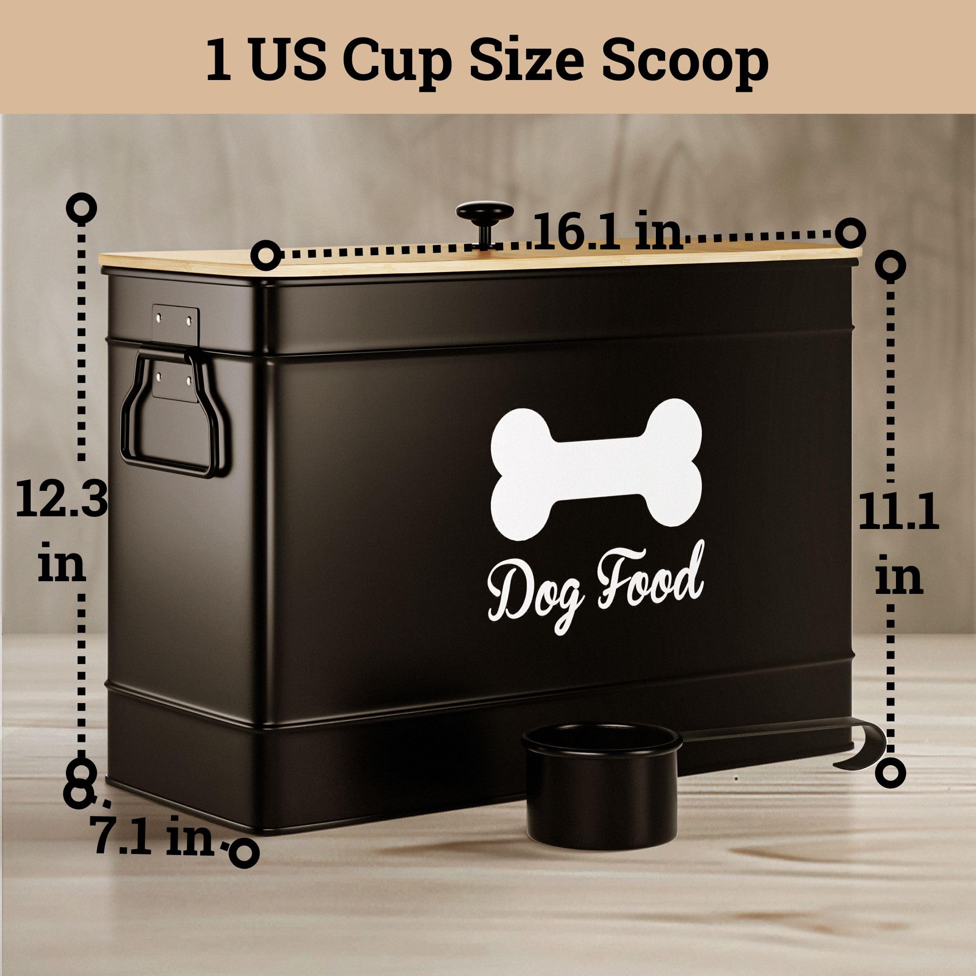 HB Design Co Capacidad de 50 tazas para alimento seco, vista lateral