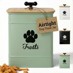 HB Design Co Contenedor de golosinas para perros, vista frontal, almacenamiento práctico.
