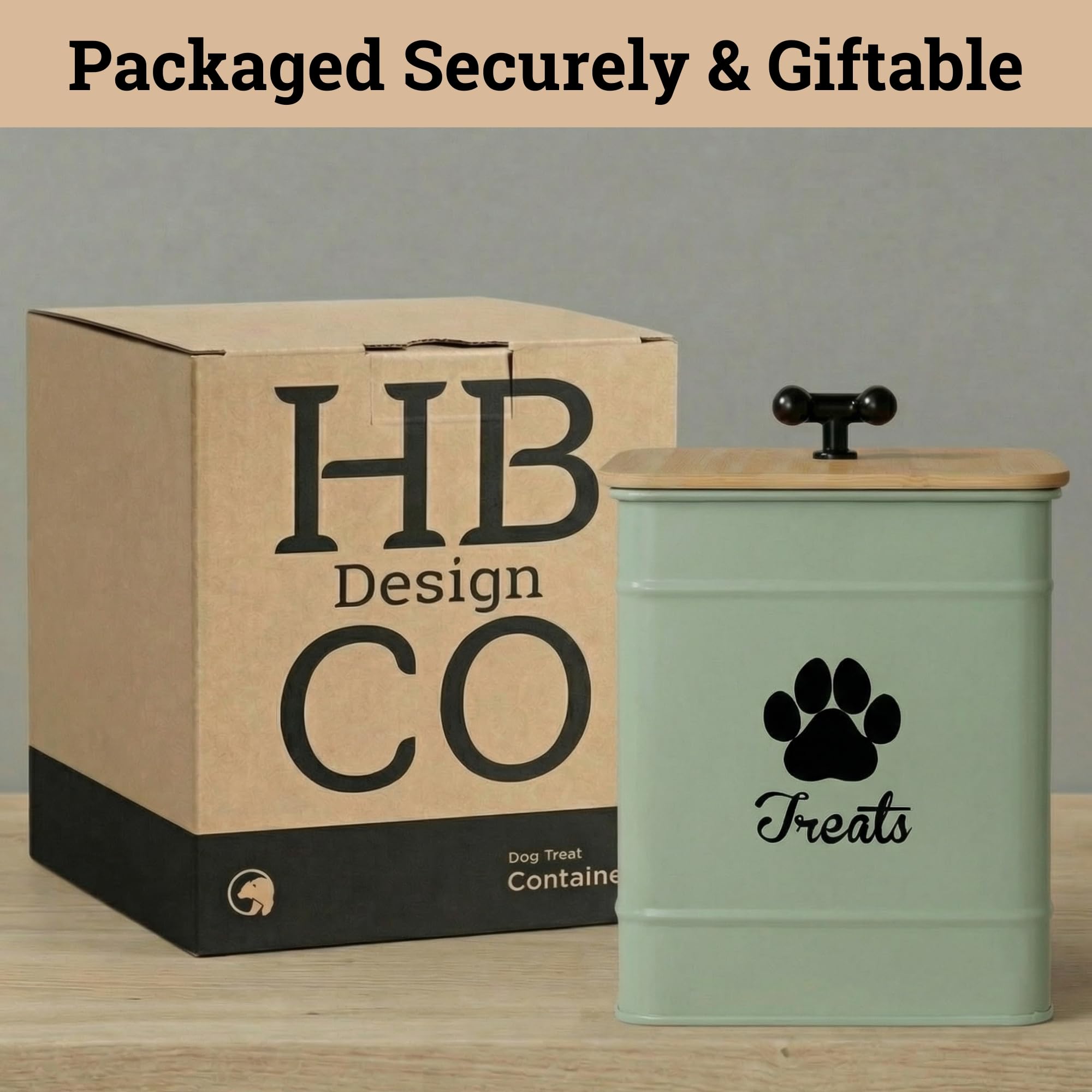 HB Design Co Contenedor de golosinas para perros, decorativo y funcional.