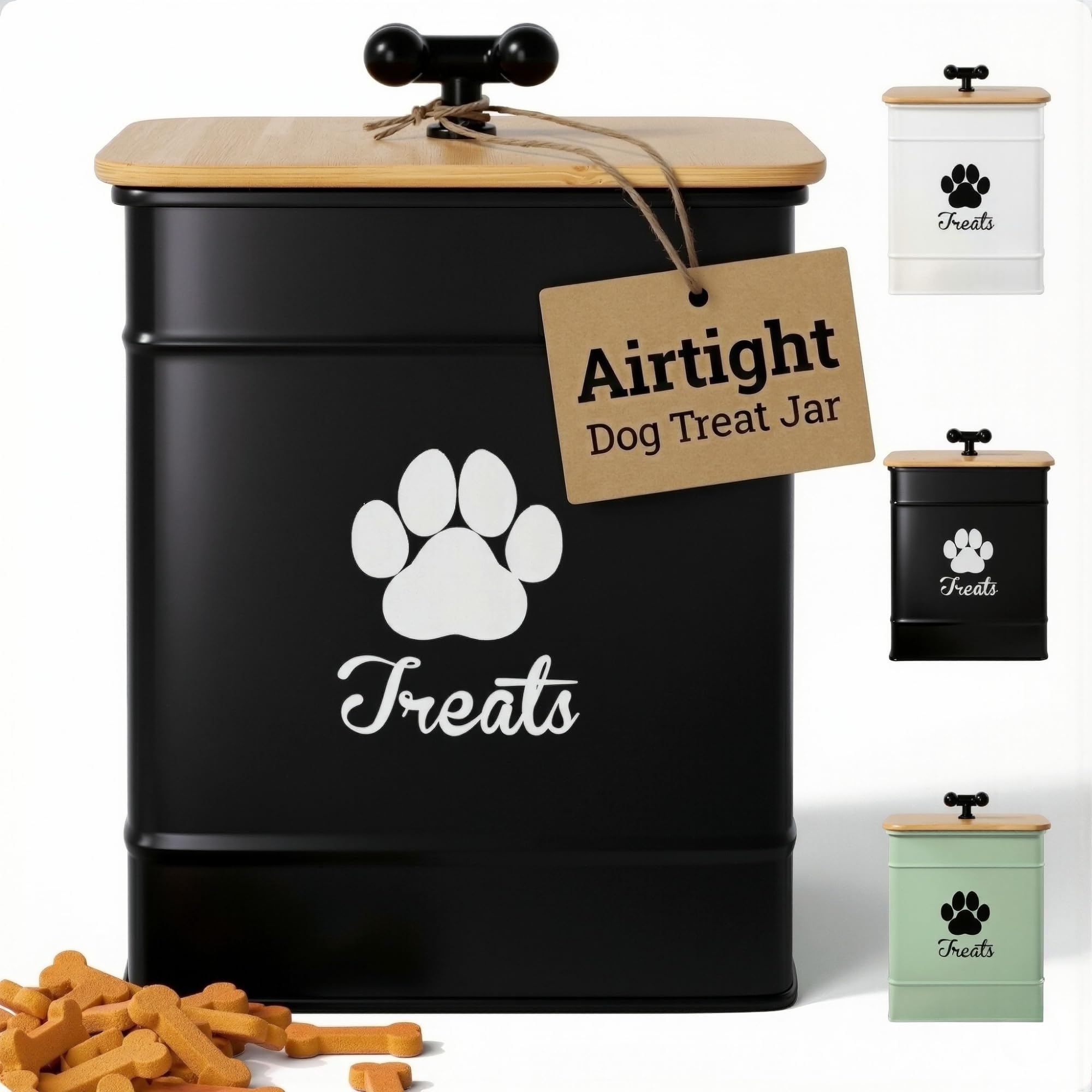 HB Design Co Contenedor hermético para premios de perros en mostrador, mantiene frescos los tentempiés.