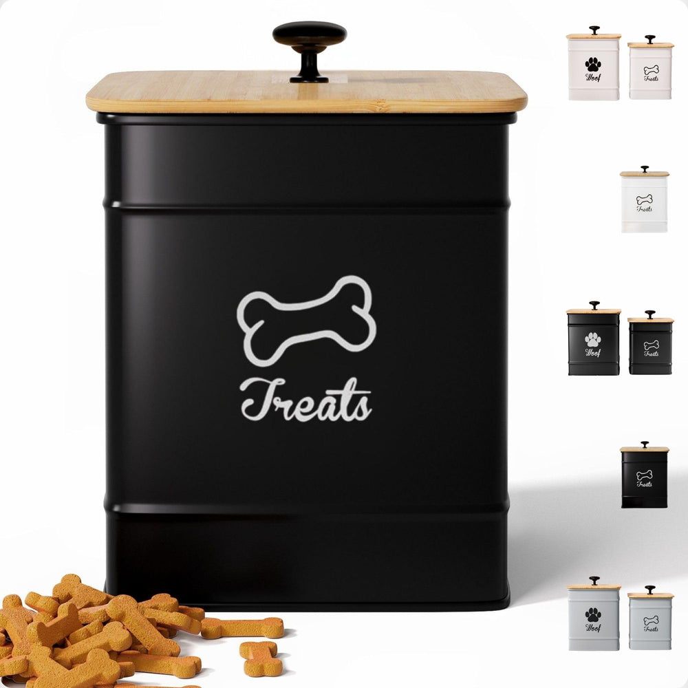 HB Design Co. tarro de golosinas para perro con cierre hermético, mantiene frescas las galletas.
