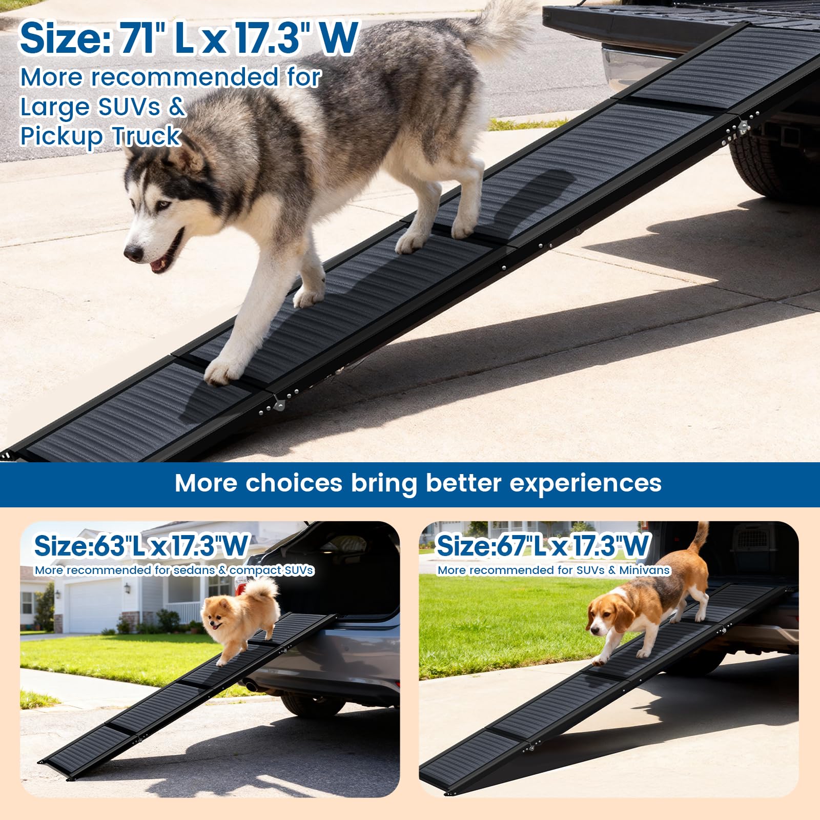Rampa de aluminio HBTower con estabilidad hasta 250 libras para perros grandes