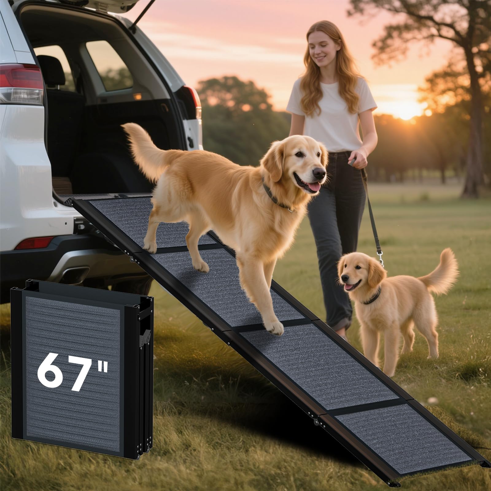 Rampa HBTower para perros de 67 pulgadas, subida suave al coche