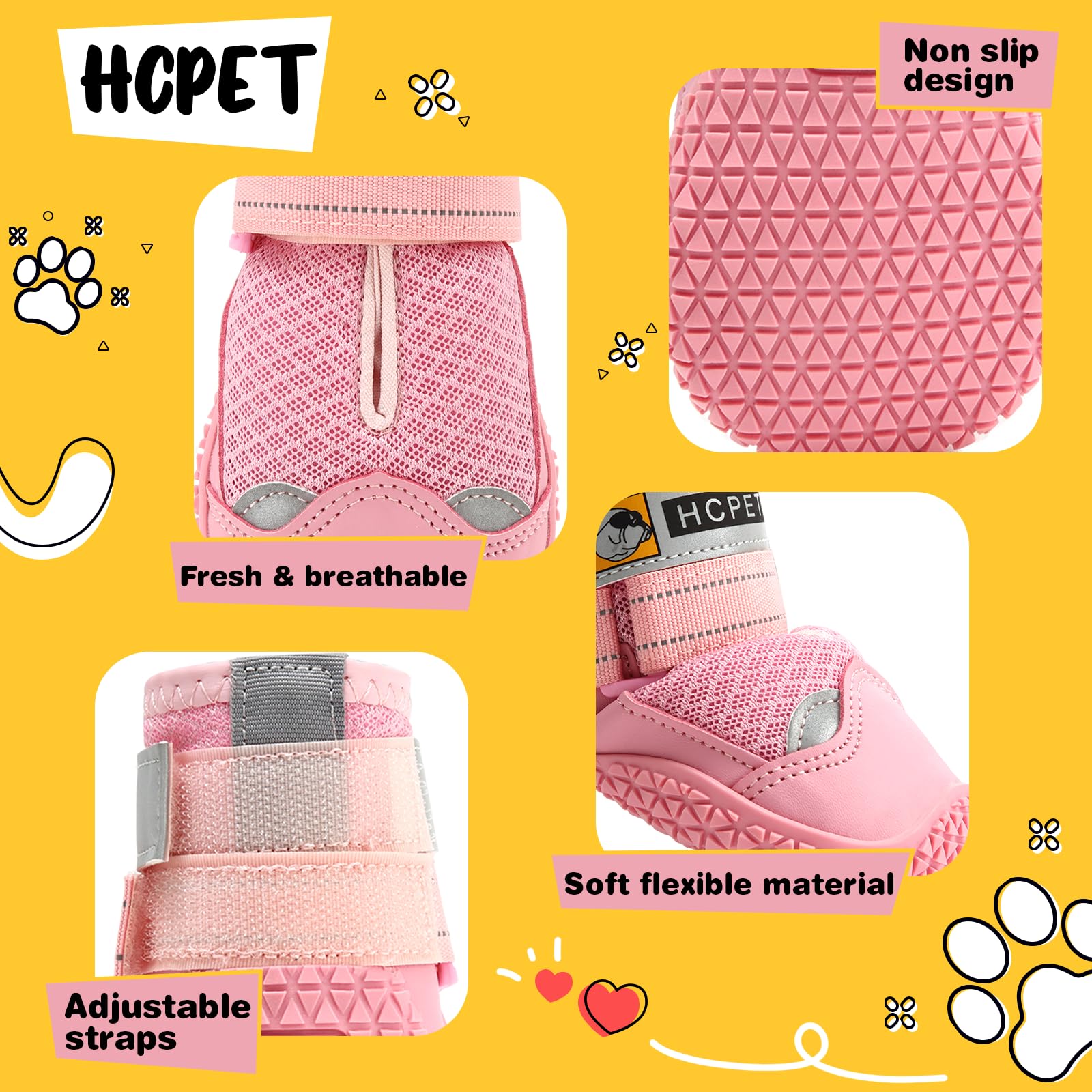 hcpet-zapatos-perro-correas-reflectantes aumentan la seguridad nocturna.