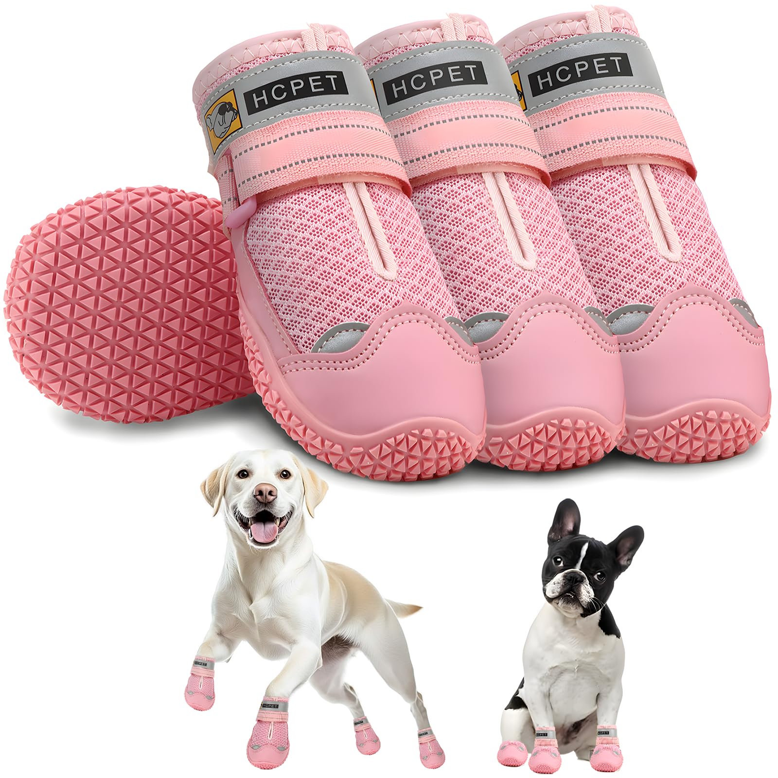 hcpet-zapatos-perro-tamano-1-rosado protegen paseos en superficies duras.