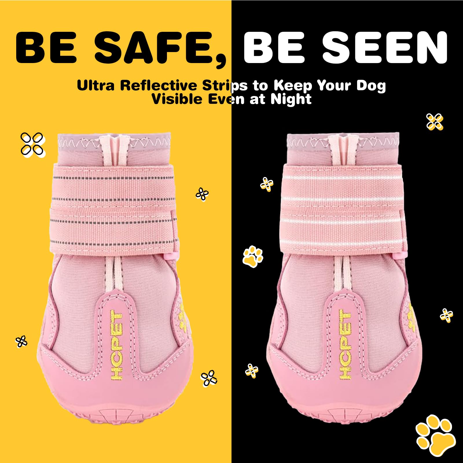 Zapatillas Hcpet para uso interior y exterior con tiras reflectantes.
