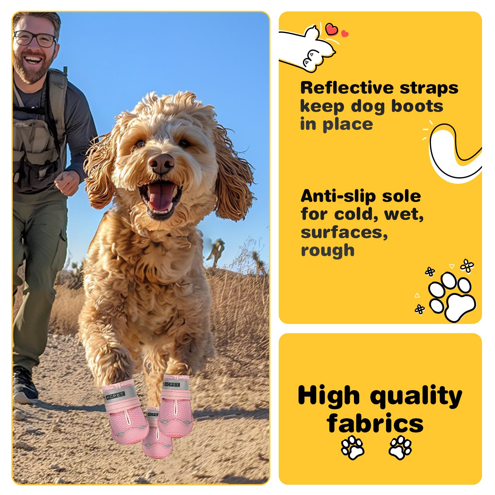 hcpet-zapatos-perro-velcro-entrada-facil permiten ponérselas rápido.