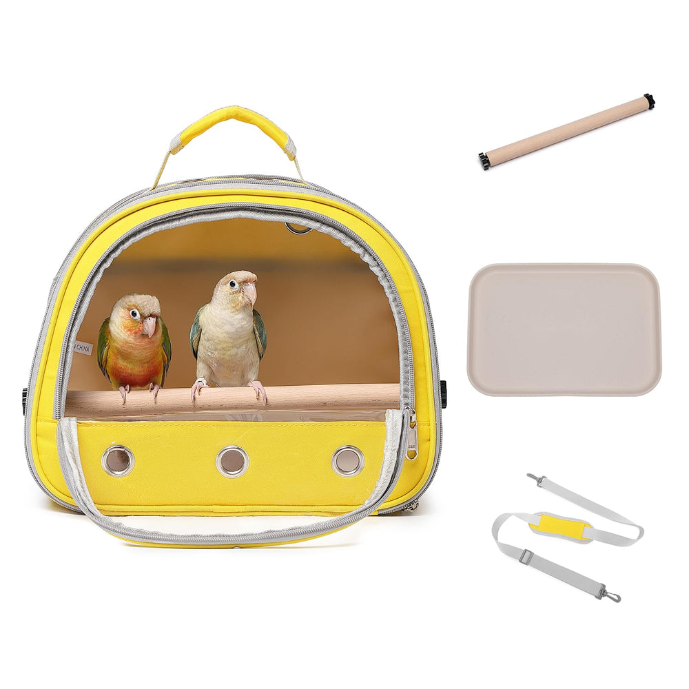 Mochila Hcupet para aves con ventanas claras y malla ventilada para aire fresco.