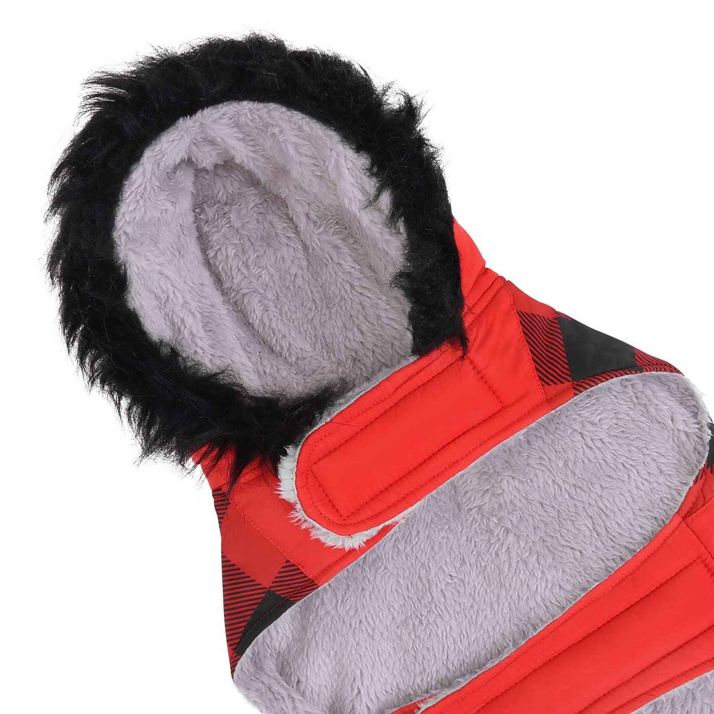 Ajuste práctico con velcro en cuello y barriga para confort.