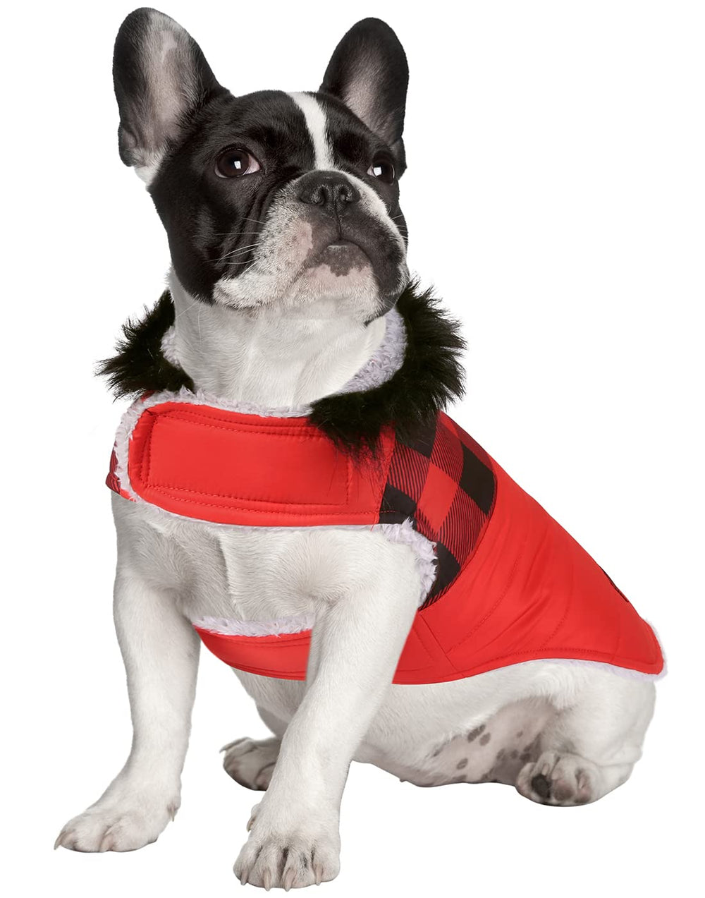 Chaqueta HDE con capucha y piel sintética para orejas protegidas.