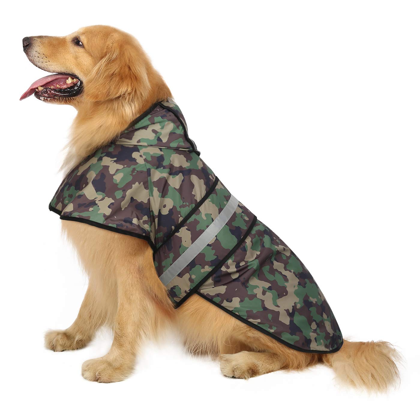 Chaqueta impermeable HDE para perros con capucha reflectiva para mayor visibilidad.