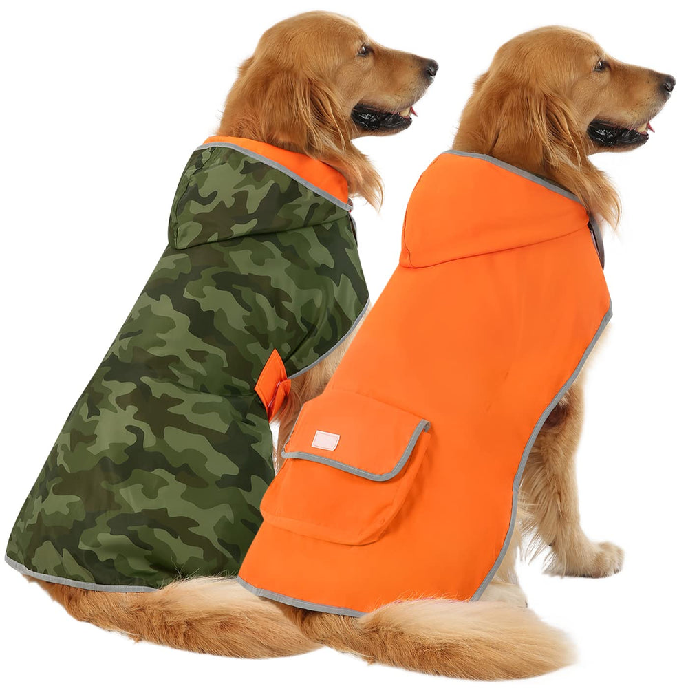 HDE impermeable reversible para perros con capucha, útil para lluvia y paseos