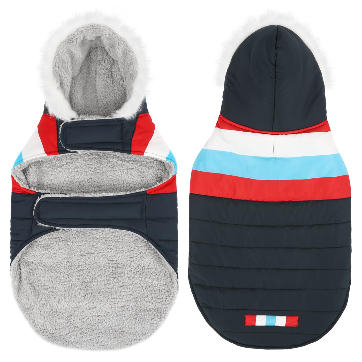HDE chaqueta acolchada con capucha de pelo sintético, protección contra viento.