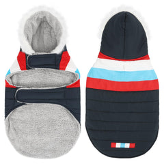 HDE chaqueta acolchada con capucha de pelo sintético, protección contra viento.
