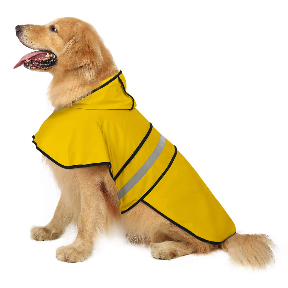 Chubasquero HDE para perro con capucha, alta visibilidad para paseos bajo la lluvia.