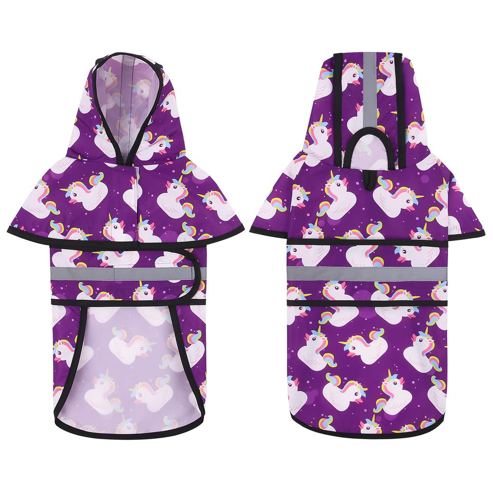 HDE poncho para perro, vista trasera, capucha ajustable para mayor cobertura.