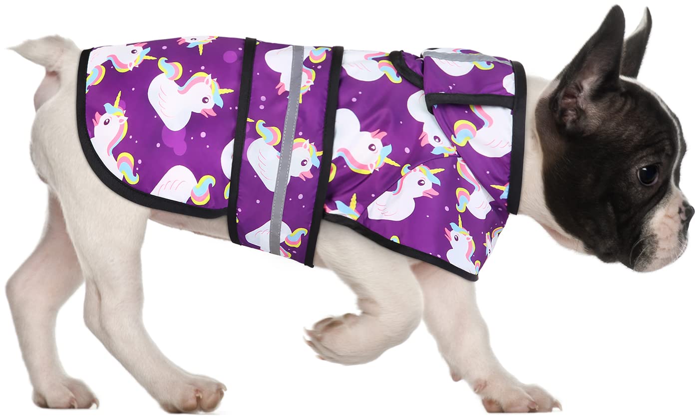Poncho impermeable HDE para perro, vista frontal, mantiene seco a tu mascota.