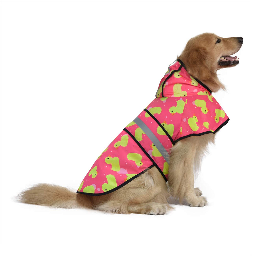 HDE poncho para perros con patos rosas, mantiene a tu mascota seca