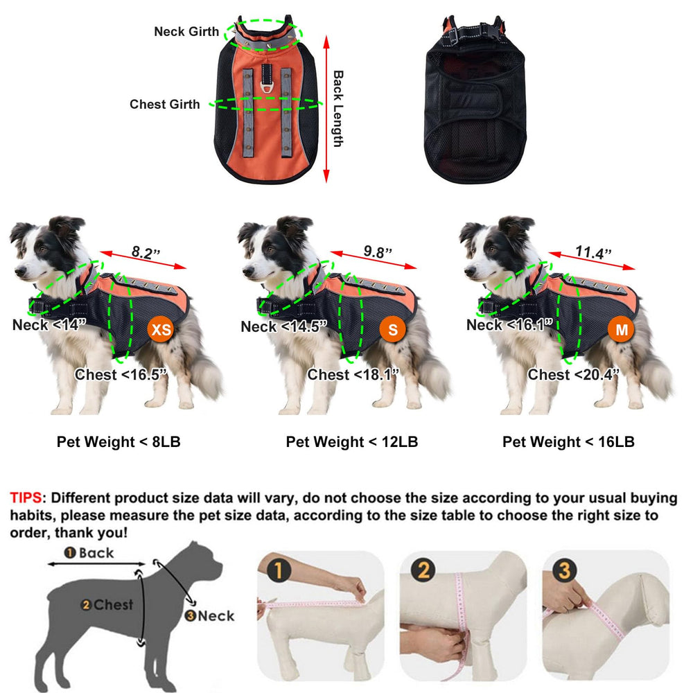HDKUW chaleco para perro pequeño con asa lateral para control seguro durante caminatas.