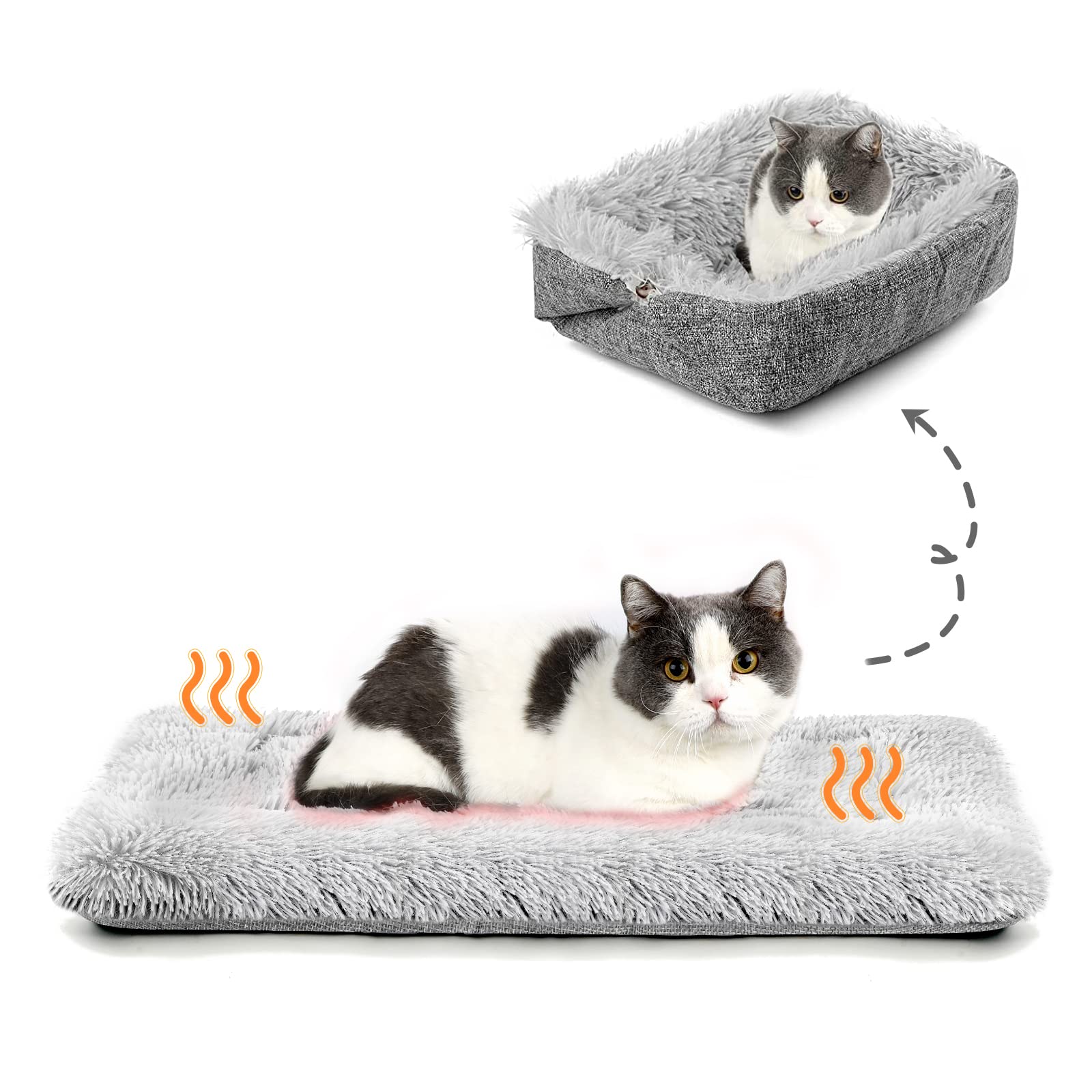 HDLKRR cama gato auto-calentable con felpa suave para descanso cómodo