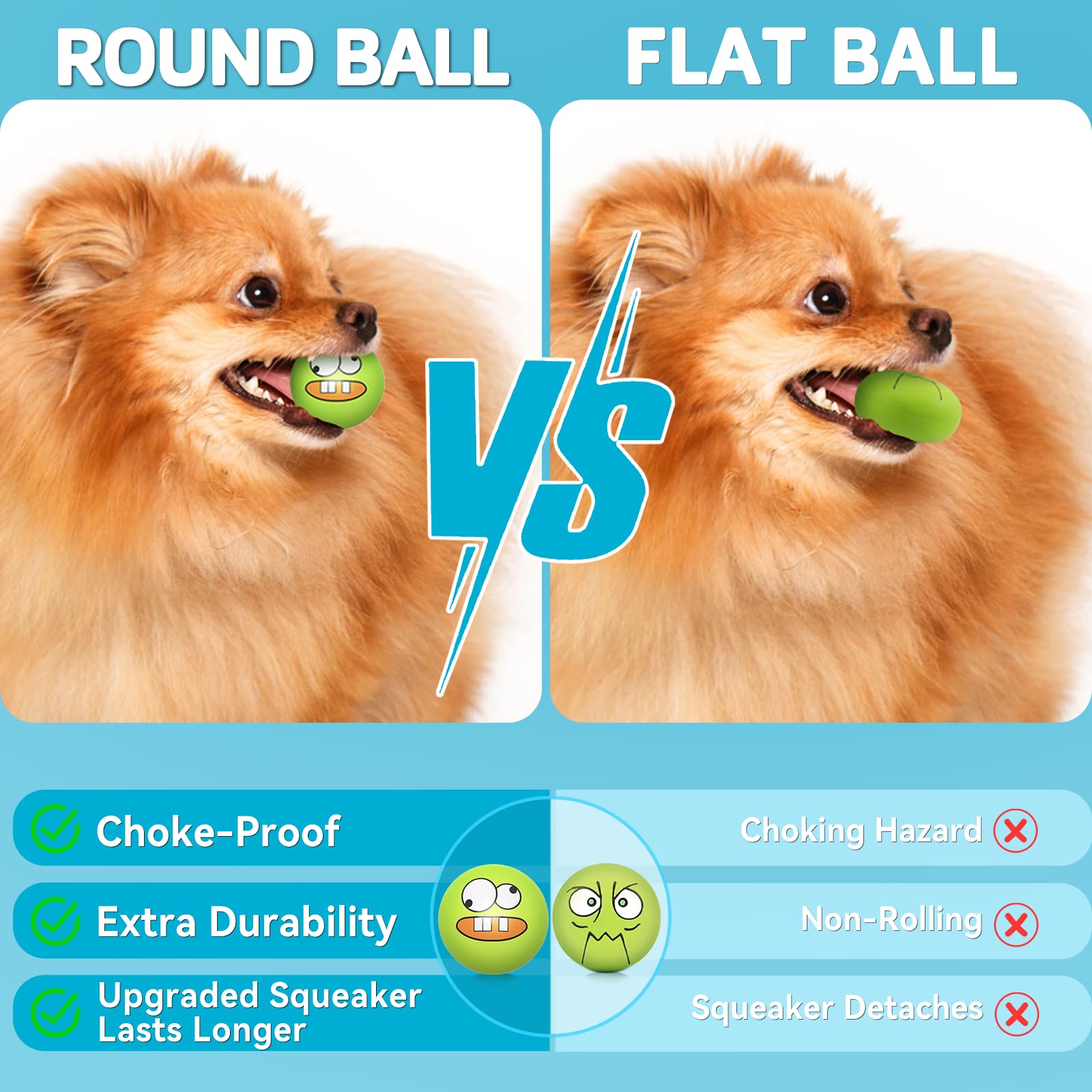Conjunto de 8 pelotas redondas para perros pequeños, fácil de transportar