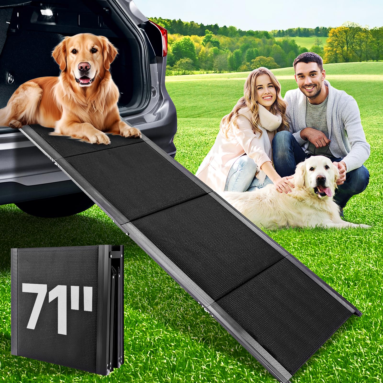 HEALLILY rampa para perros 71x20 en coche, facilita subir al vehículo