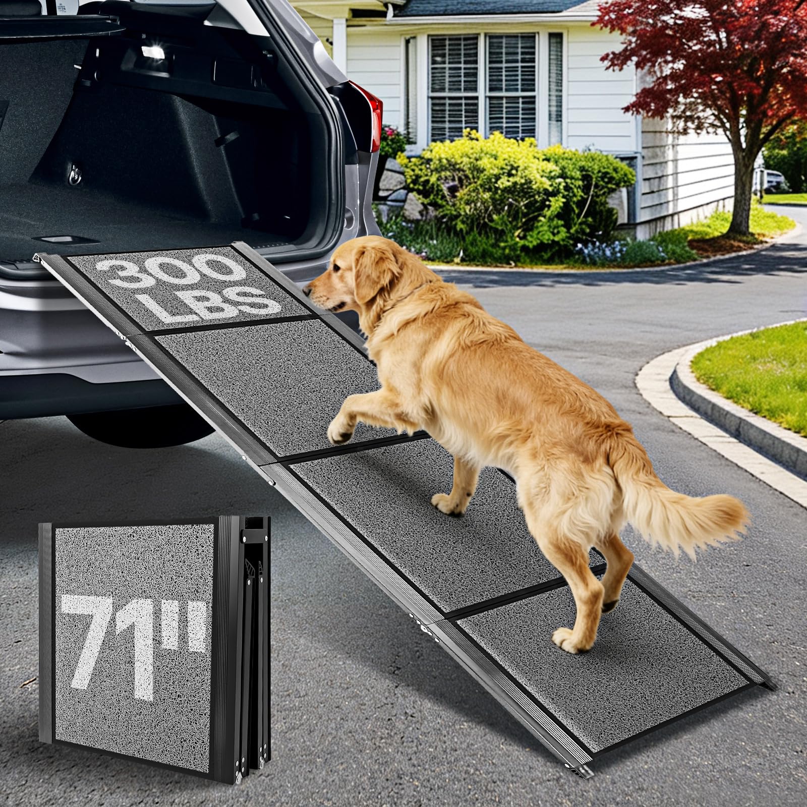 HEALLILY rampa para perros 71''x20'' facilita subir al coche