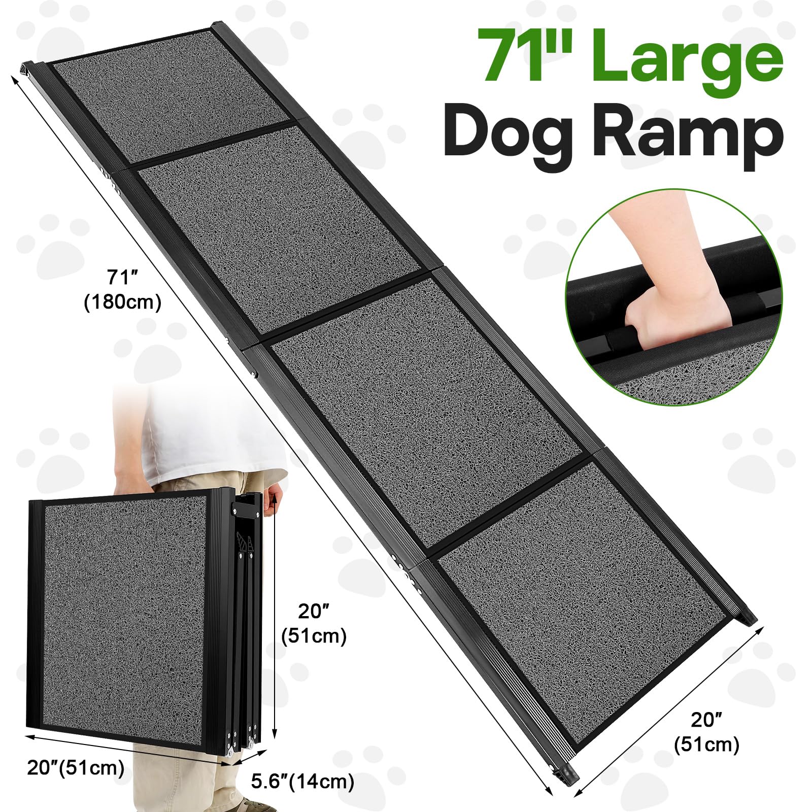 HEALLILY rampa plegable para perros, transportable en el maletero