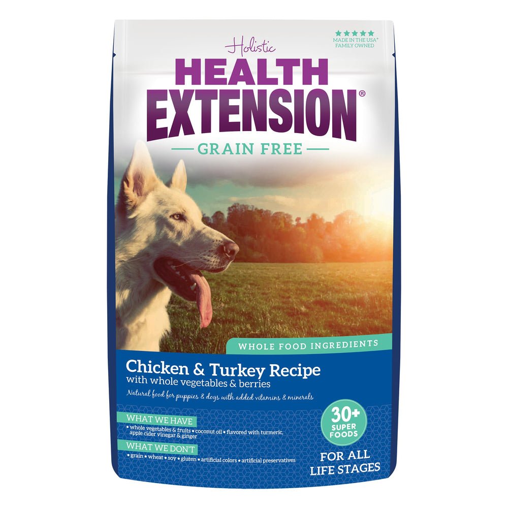 Health Extension alimento-seco-perro-pollo-pavo, proteína premium para músculos sanos.