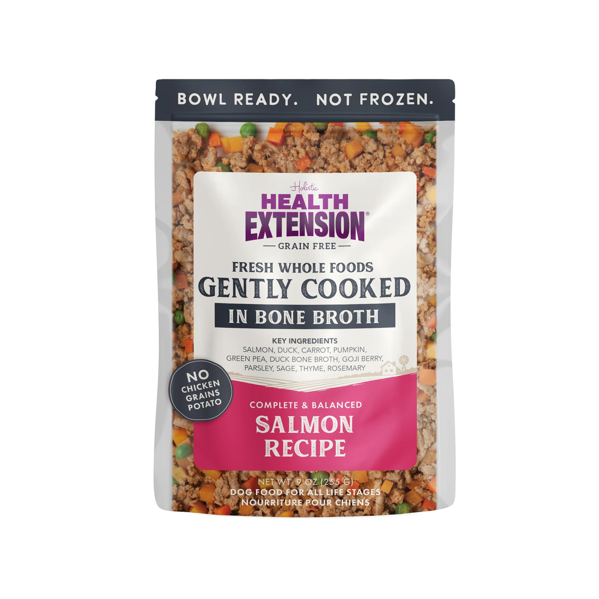 Health Extension salmón cocinado suave en bolsa lista para perros, sabor atractivo