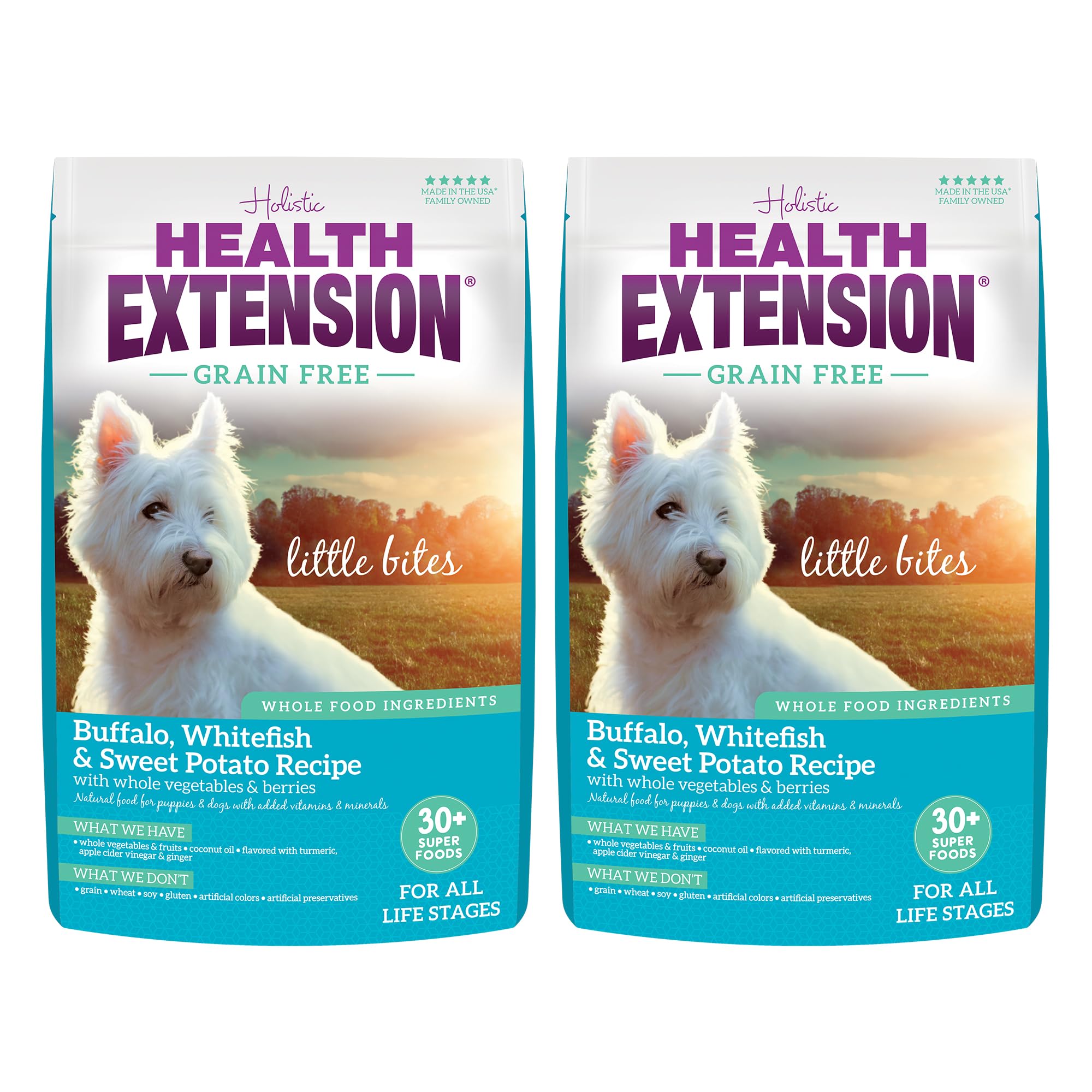Health Extension Buffalo-Whitefish: bocado pequeño para perros miniatura y fácil de masticar.