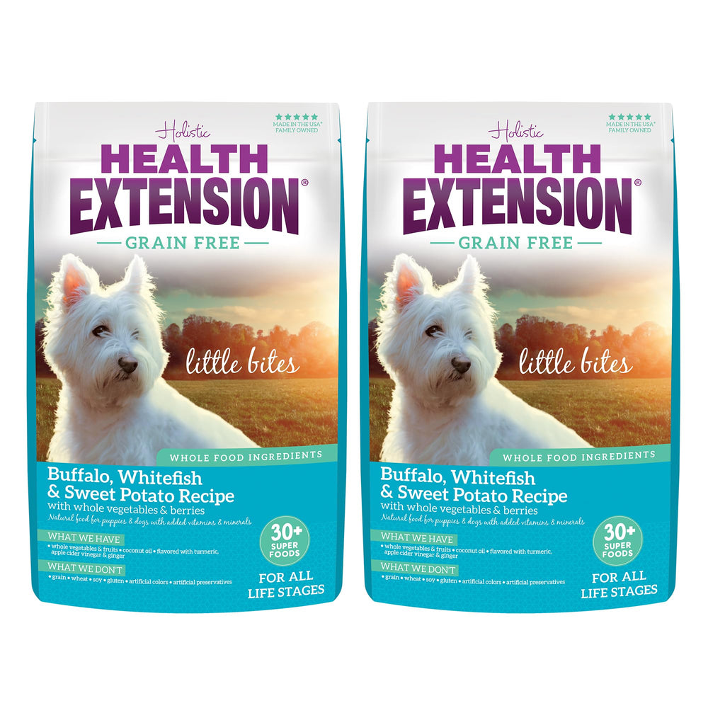 Health Extension Buffalo-Whitefish: bocado pequeño para perros miniatura y fácil de masticar.