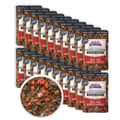Health Extension comida para perros en bolsa 3oz con res y patatas, lista para servir.
