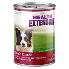 Health Extension entrada de cordero en lata 12-5oz, frontal de envase.
