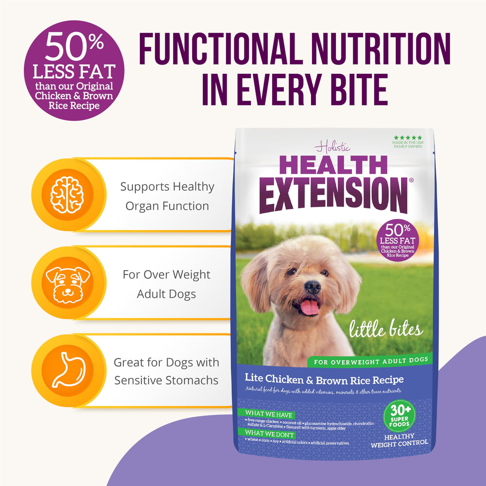 Health Extension Little Bites Lite con probióticos para salud digestiva.