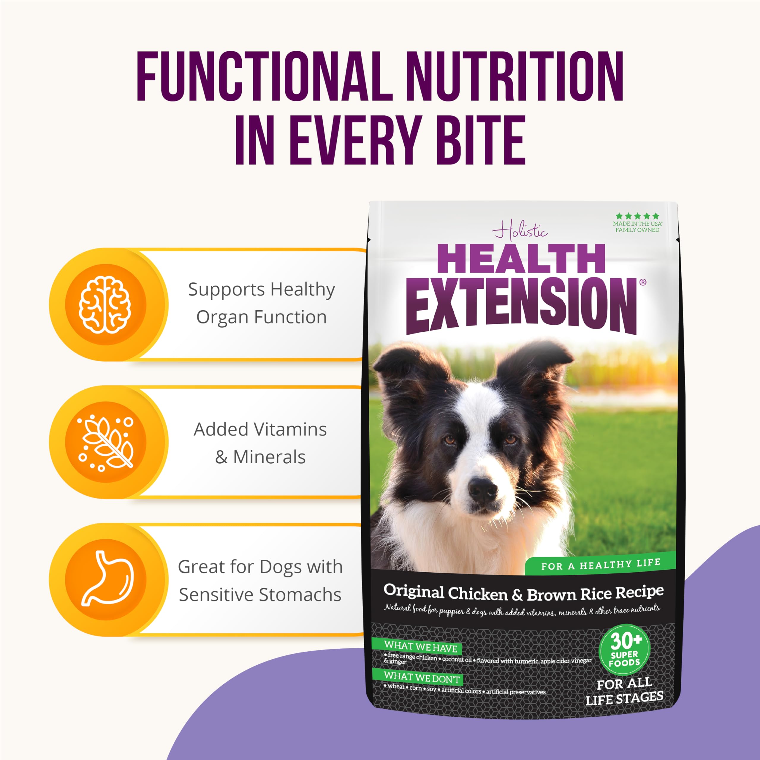 Health Extension Pollo Arroz Integral: probióticos y prebióticos para digestión equilibrada