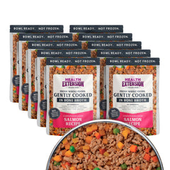 Health Extension Salmon: plato listo para perro, sabor hogareño y práctico.