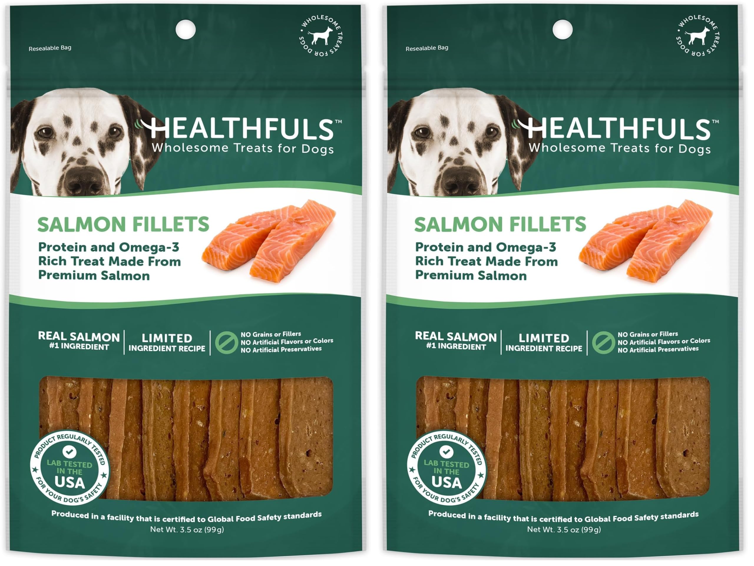 HEALTHFULS filete salmón para perros, paquete 2: recompensa sabrosa y nutritiva.