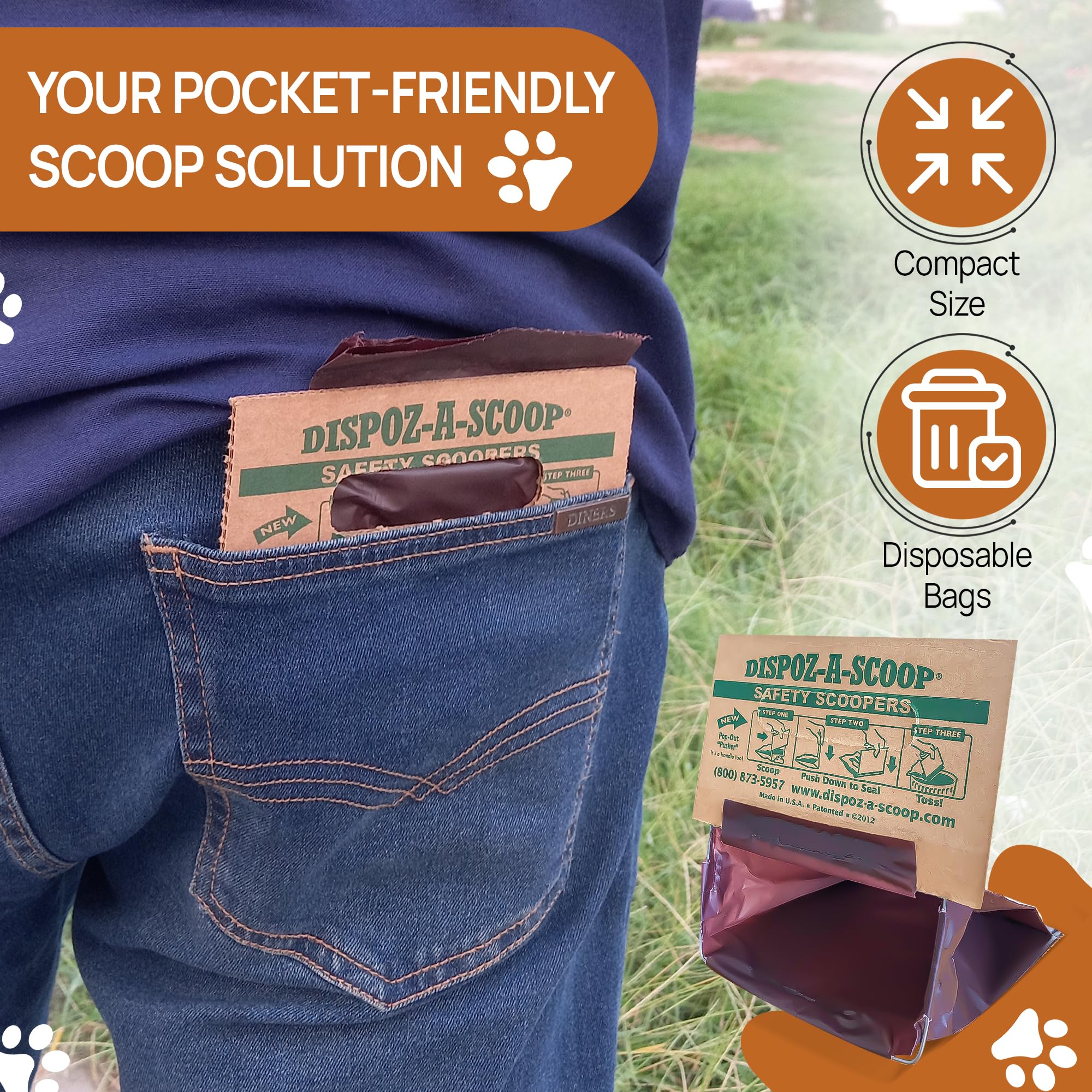 Healthpro Prods. Dispoz-A-Scoop facilita recogida rápida para perros de cualquier tamaño.