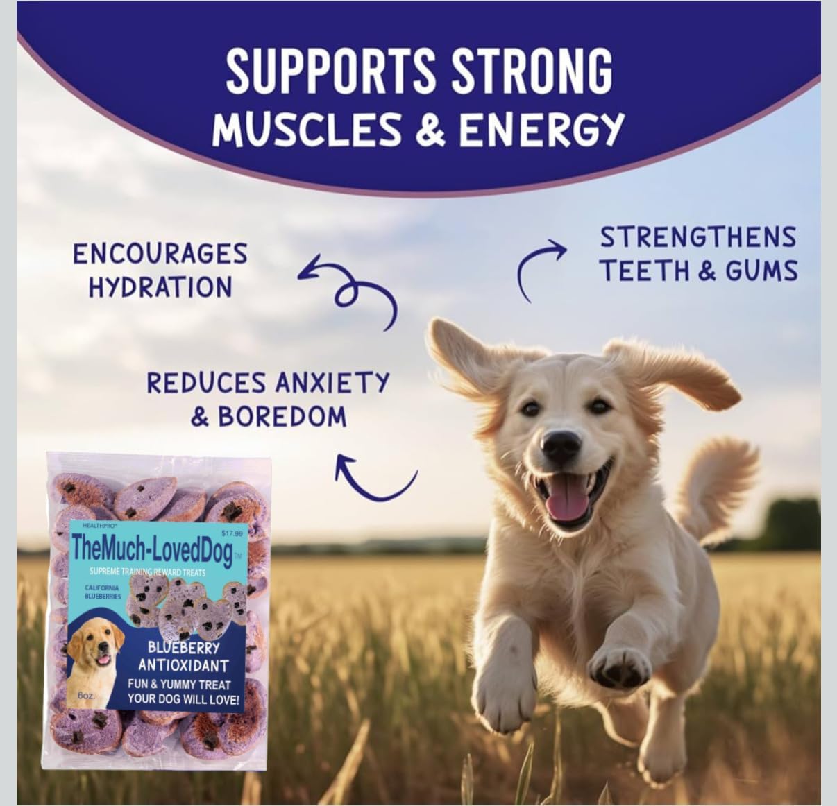 Healthpro Prods Much-Loved Dog: arándanos frescos de California para sabor natural.